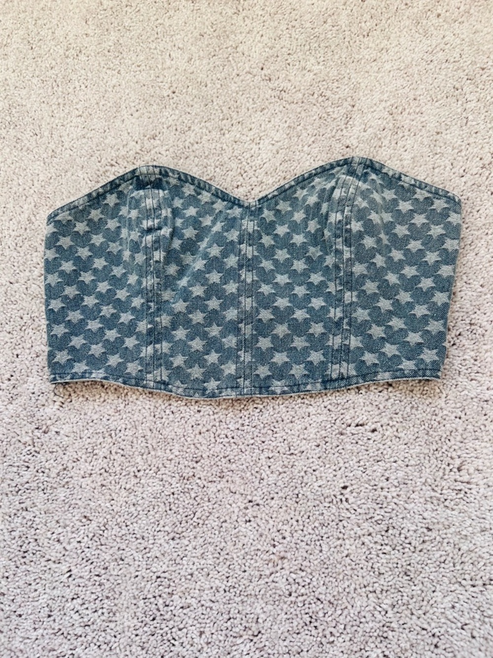 Storia Blue Denim Star print  Jacquard Americana Bustier S
